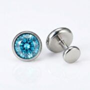 Flat Back Stud Earrings Micro Birthstone in F136 Titanium - threaded birthstone corrected 2