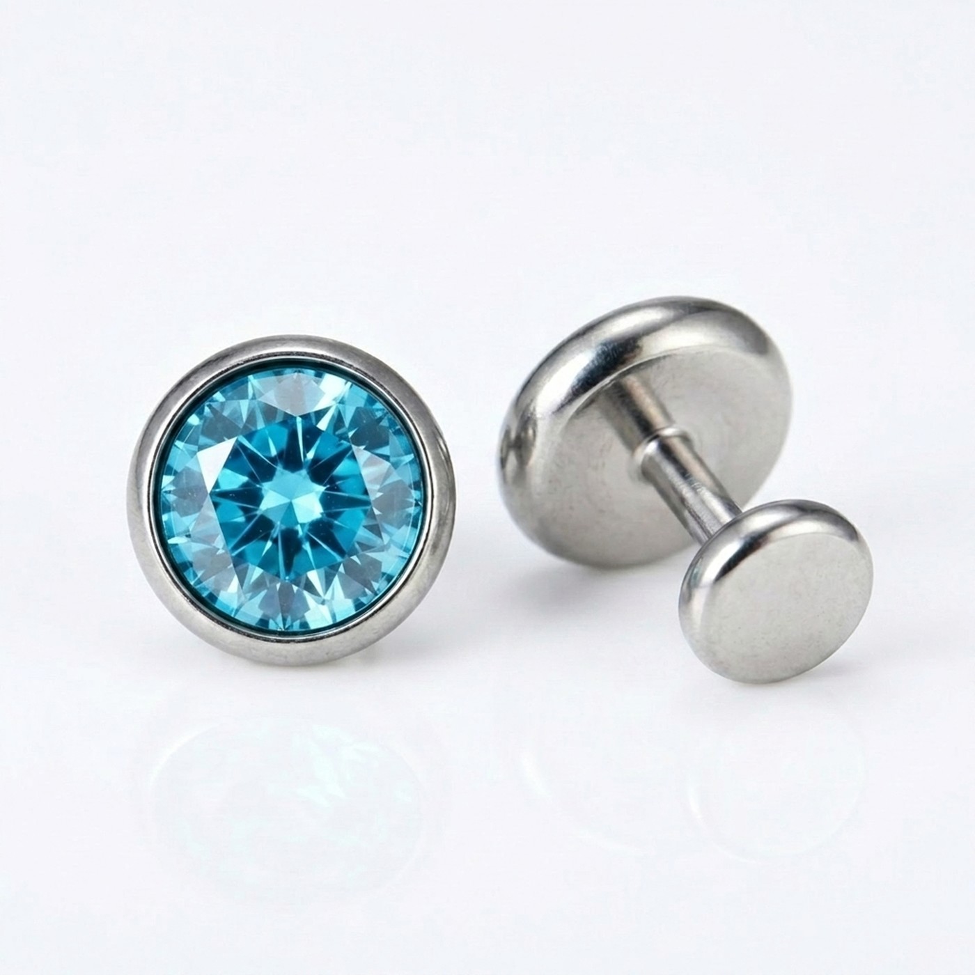 Flat Back Stud Earrings Micro Birthstone in F136 Titanium - threaded birthstone corrected 2