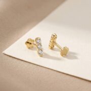 Flat Back Stud Earrings Jewel Bar with S925 Silver - strict 1688 corrected image 3
