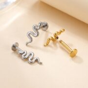 Flat Back Stud Earrings Snake in F136 Titanium - strict 1688 corrected image 3