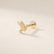 Flat Back Stud Earrings Hummingbird in F136 Titanium - strict 1688 corrected image 3