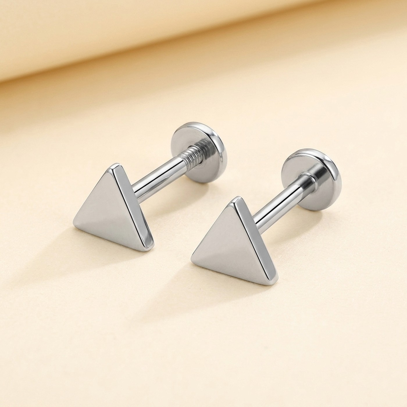 Titanium Stud Earrings Triangle Minimal Geometric for Sensitive Ears - strict 1688 corrected image 3