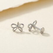 Titanium Stud Earrings Mini Bow in F136 Titanium - strict 1688 corrected image 3