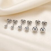 Titanium Ball Stud Earrings Polished Round for Sensitive Ears - strict 1688 corrected image 3