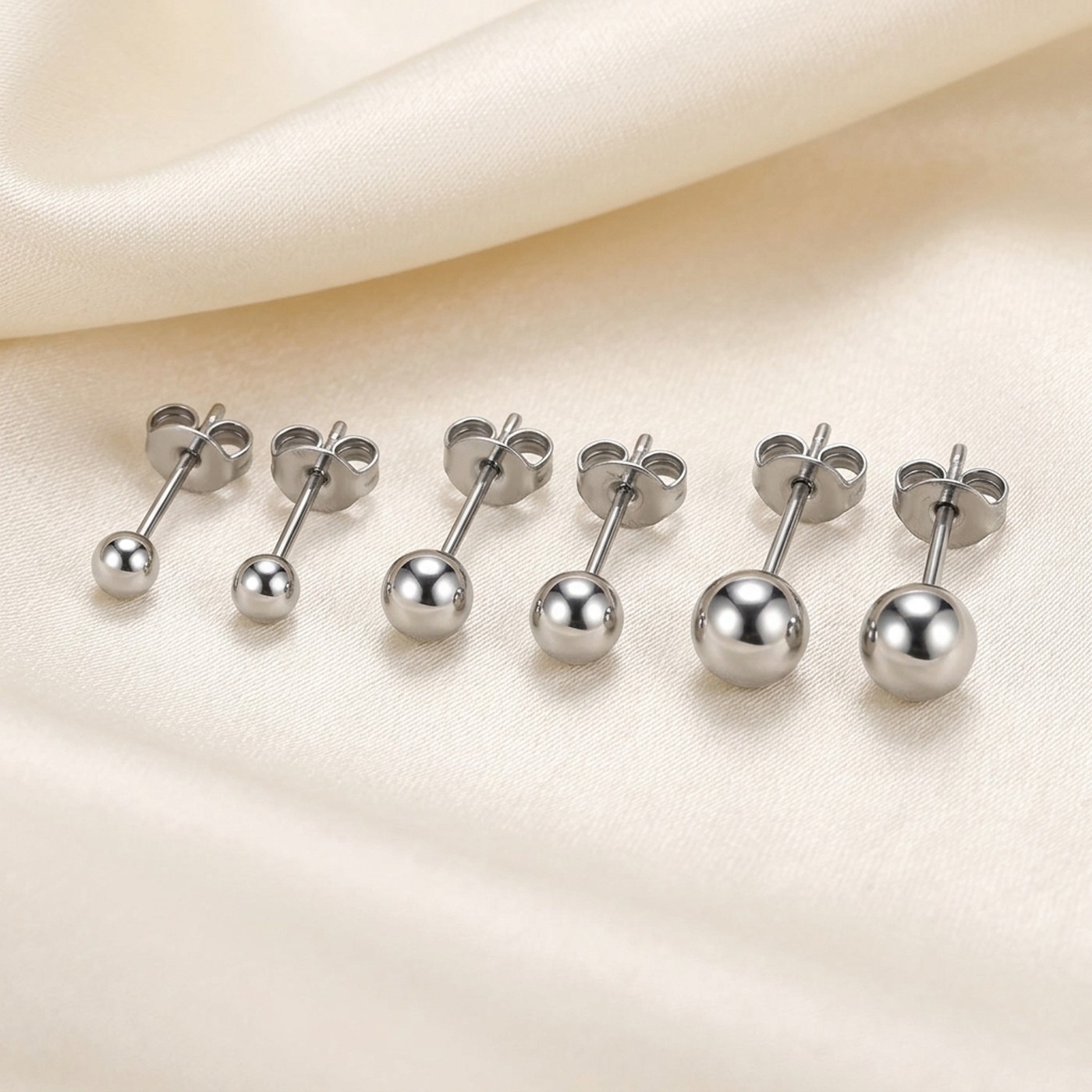 Titanium Ball Stud Earrings Polished Round for Sensitive Ears - strict 1688 corrected image 3