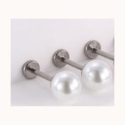 Titanium Pearl Flat Back Stud Earrings - strict 1688 corrected image 3