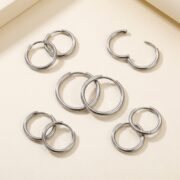 Titanium Hoop Earrings Classic Silver for Sensitive Ears - strict 1688 corrected image 3