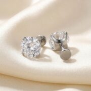 Flat Back Stud Earrings Large Solitaire in F136 Titanium - strict 1688 corrected image 3