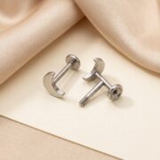 Flat Back Stud Earrings Moon in F136 Titanium - strict 1688 corrected image 3
