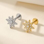 Flat Back Stud Earrings Twinkle Star in F136 Titanium - strict 1688 corrected image 3