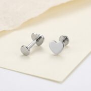 Flat Back Stud Earrings Classic Heart in F136 Titanium - strict 1688 corrected image 3