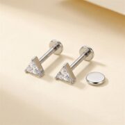 Flat Back Stud Earrings Triangle Crystal in F136 Titanium - strict 1688 corrected image 3