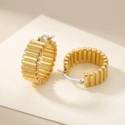 Hypoallergenic Hoop Earrings Textured Chunky with S925 Silver - strict 1688 corrected image 3