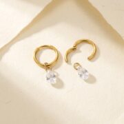 Titanium Hoop Earrings Teardrop Zircon for Sensitive Ears - strict 1688 corrected image 3