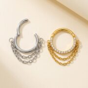 Titanium Hoop Earrings Stellar Chain Eternity Hinged Segment for Sensitive Ears - strict 1688 corrected image 3