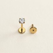 Flat Back Stud Earrings Small Solitaire in F136 Titanium