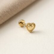 Flat Back Stud Earrings Pillow Heart in Titanium