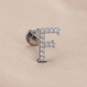 Flat Back Stud Earrings Letter F in F136 Titanium