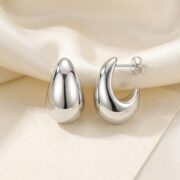 Stud Earrings Moda Teardrop Dome with S925 Silver