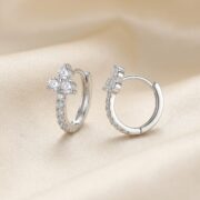 Hypoallergenic Hoop Earrings Kaia Crystal Lotus Pave Eternity with S925 Silver
