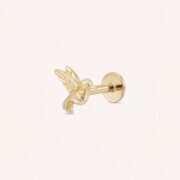 Flat Back Stud Earrings Hummingbird in F136 Titanium - strict 1688 corrected image 4