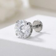 Flat Back Stud Earrings Large Solitaire in F136 Titanium - strict 1688 corrected image 4