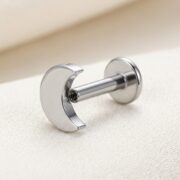 Flat Back Stud Earrings Moon in F136 Titanium - strict 1688 corrected image 4