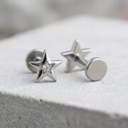 Flat Back Stud Earrings Twinkle Star in F136 Titanium - strict 1688 corrected image 4