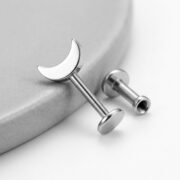 Flat Back Stud Earrings Classic Moon in F136 Titanium - strict 1688 corrected image 4