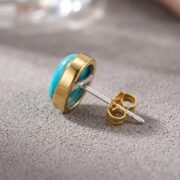 Stud Earrings Turquoise Vintage Oval with S925 Silver - strict 1688 corrected image 4