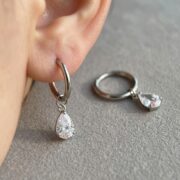 Titanium Hoop Earrings Teardrop Zircon for Sensitive Ears - strict 1688 corrected image 4