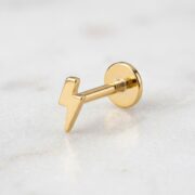 Flat Back Stud Earrings Lightning Bolt in F136 Titanium