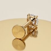 Flat Back Stud Earrings Small Solitaire in F136 Titanium