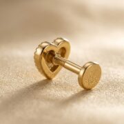 Flat Back Stud Earrings Pillow Heart in Titanium