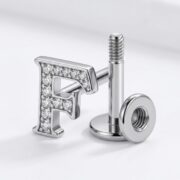 Flat Back Stud Earrings Letter F in F136 Titanium