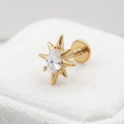 Flat Back Stud Earrings Starburst Dewdrop in F136 Titanium