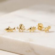 S925 Silver Tiny Animal Stud Earrings in Gold - round 3 corrected image 4