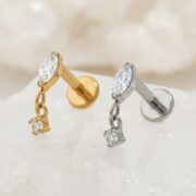 Flat Back Earrings Crystal Chain in Titanium - corrected consistent product image 4