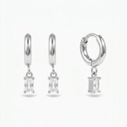 Titanium Hoop Earrings Maya Crystal Gemstone for Sensitive Ears