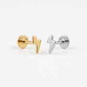 Flat Back Stud Earrings Lightning Bolt in F136 Titanium