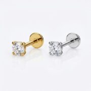 Flat Back Stud Earrings Small Solitaire in F136 Titanium