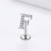 Flat Back Stud Earrings Letter F in F136 Titanium