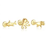 S925 Silver Tiny Animal Stud Earrings in Gold - round 3 corrected image 5