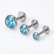 Flat Back Stud Earrings Micro Birthstone in F136 Titanium - threaded birthstone corrected 5