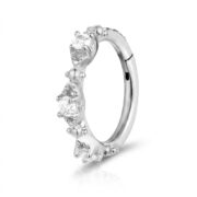 Hypoallergenic Hoop Earrings Couture Crystal Milgrain Eternity Hinged Segment with S925 Silver - strict 1688 corrected image 5