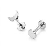 Flat Back Stud Earrings Classic Moon in F136 Titanium - strict 1688 corrected image 5