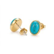Stud Earrings Turquoise Vintage Oval with S925 Silver - strict 1688 corrected image 5