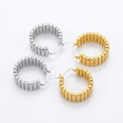 Hypoallergenic Hoop Earrings Textured Chunky with S925 Silver - strict 1688 corrected image 5