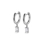 Titanium Hoop Earrings Square Zircon Dangle for Sensitive Ears - image2 approved white first image