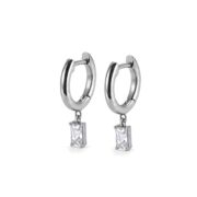 Titanium Hoop Earrings Square Zircon Dangle for Sensitive Ears - image2 approved white first image